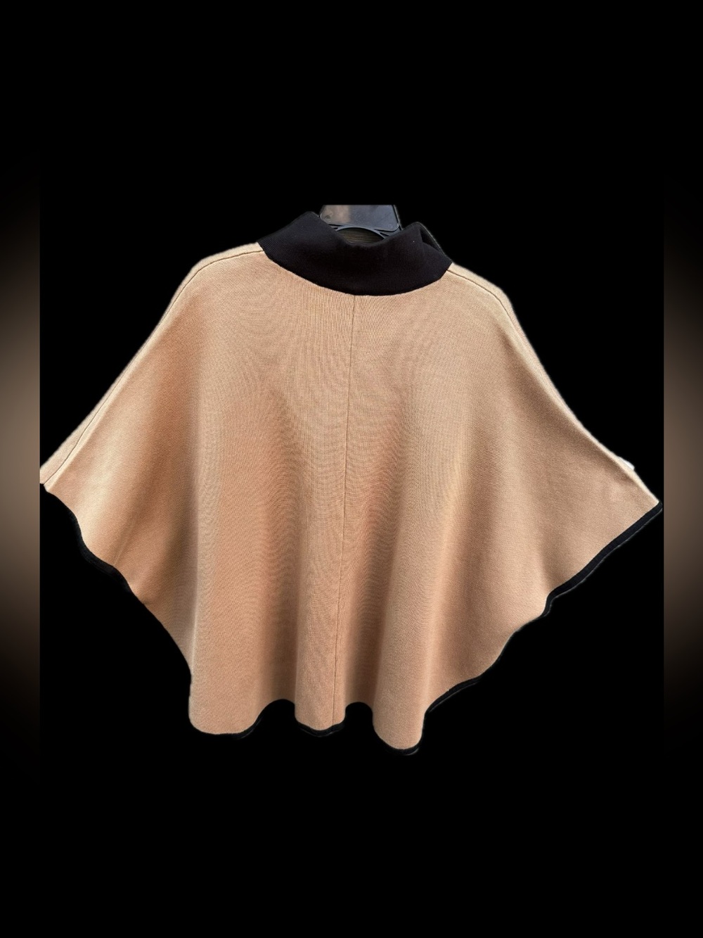 Anne Klein Colorblock Zip Front Poncho Cape Jacket Tan Black Size L - Picture 8 of 9